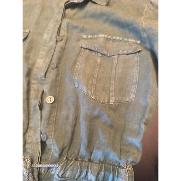 YFB Free People Beach  Green Utility Button-Up Romper Pockets Size S - Picture 3 of 5